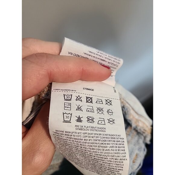 MANGO Womens Size XL Long Denim Maxi Skirt Light Blue Back Slit Raw Hem - Picture 9 of 9